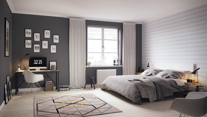 grey scandinavian bedroom design
