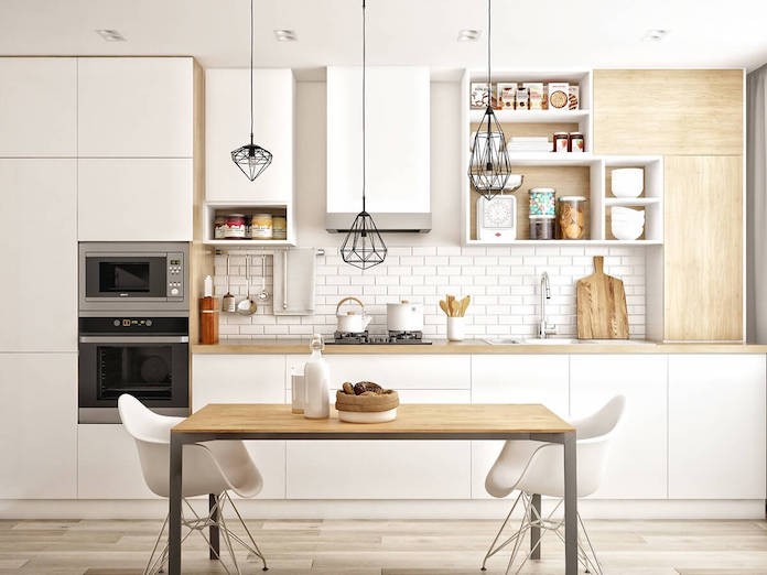 scandinavian kitchen white brick